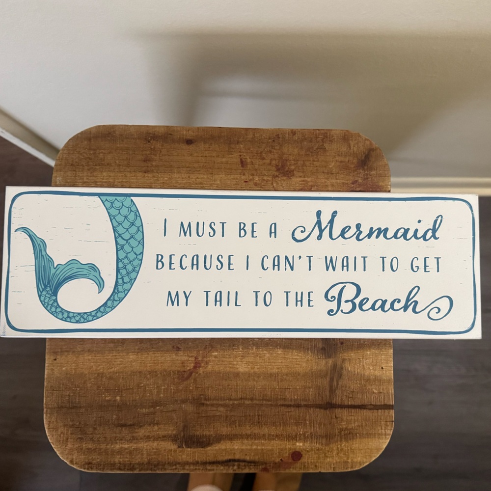 Wood Coastal Mermaid Tail Beach Wall Sign decor